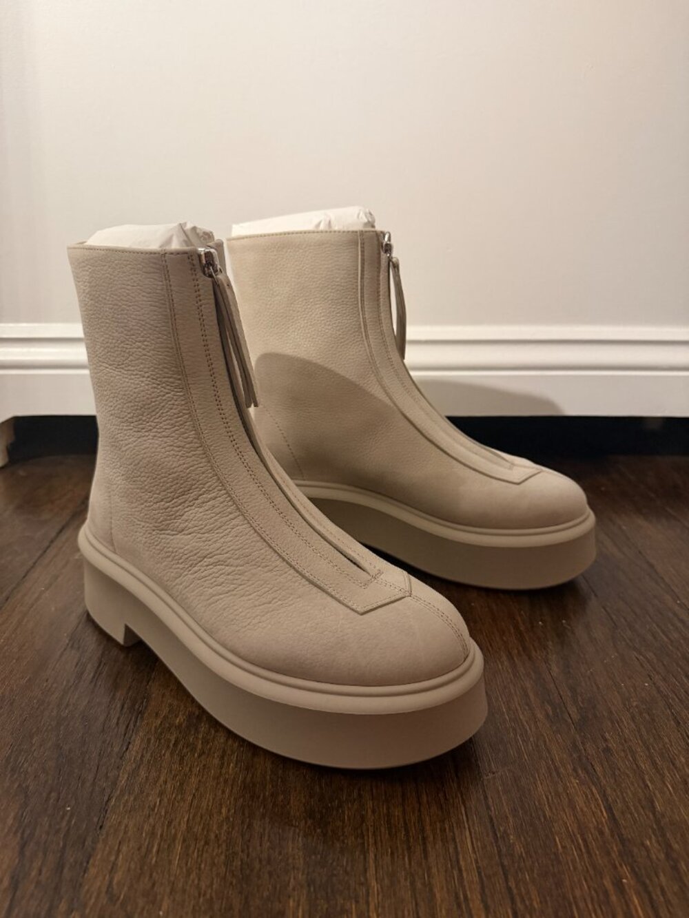 The Row Zipped Boot in Beige US Size 8.5 IT Size 38.5 NWT